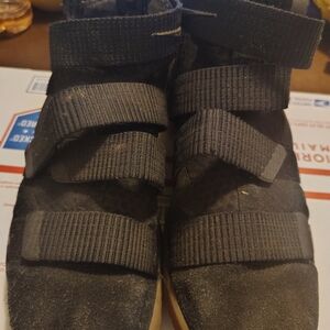 Men's Black Strap Suede High-Top Sneakers